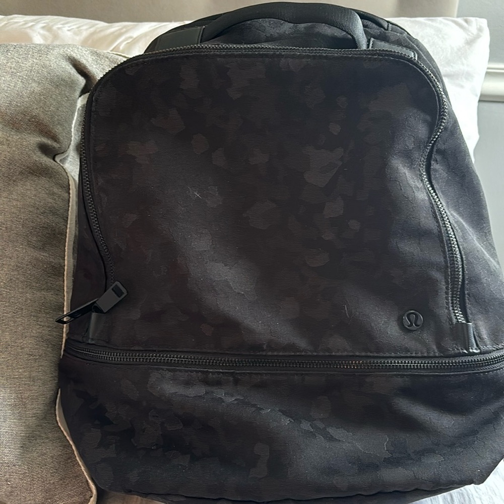 lulu black cheetah print backpack